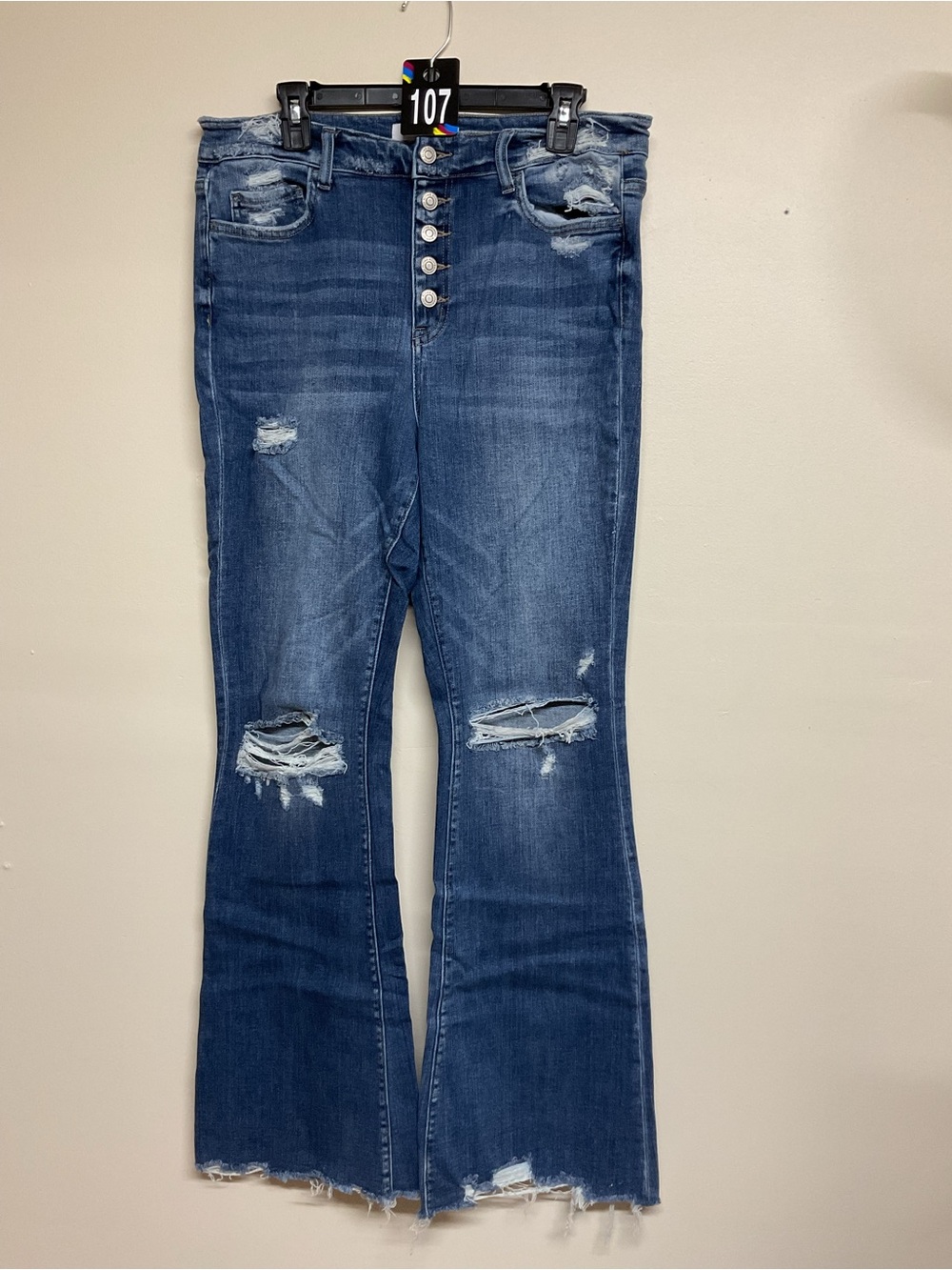 Flying Monkey Distressed High-Rise Flare Jeans - Blue